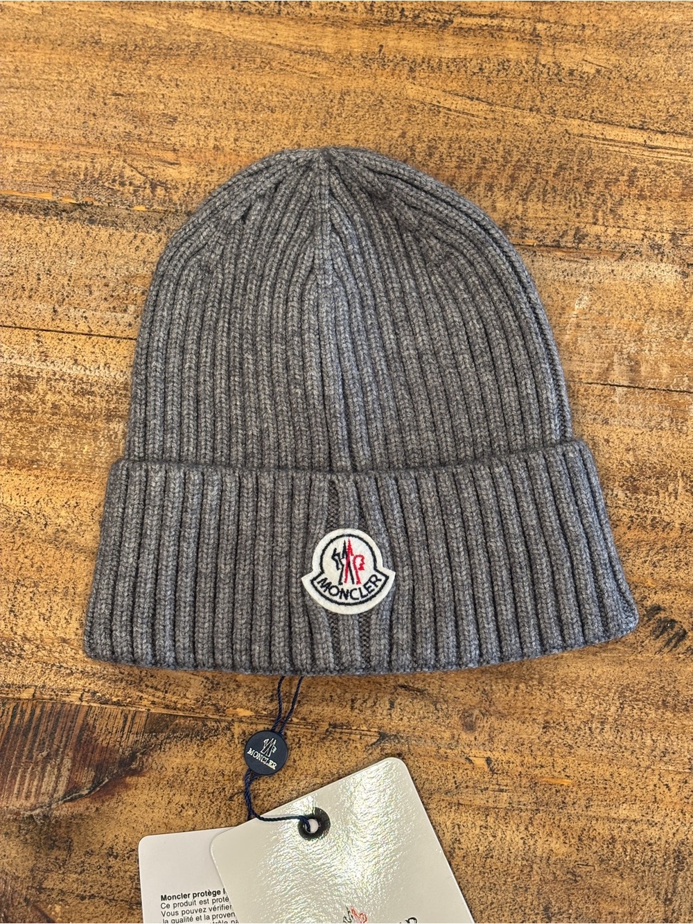 Moncler Grey Logo Knit beanie